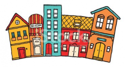 Small Cartoon Town / Cute Colorful Neighborhood stock ...