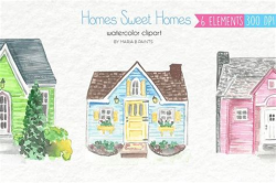 Colorful Cottage House Clip Art - Woodoo