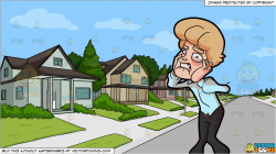 A Frustrated Man Freaking Out and A Suburban Neighborhood Background