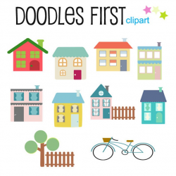 Cute Neighborhood Clipart Digital Clip Art for Scrapbooking Card Making  Cupcake Toppers Paper Crafts