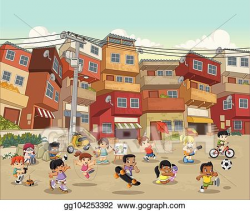 Vector Clipart - Street of poor neighborhood with cartoon ...