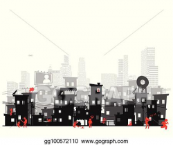 EPS Illustration - Street of poor neighborhood in the city ...