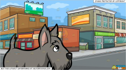 A Shy Scottish Terrier and A City Street Corner Background