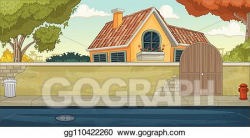 Vector Illustration - Colorful house in suburb neighborhood ...