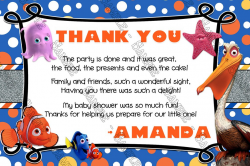 Finding Nemo - Little Fish - Baby Shower Thank You Card
