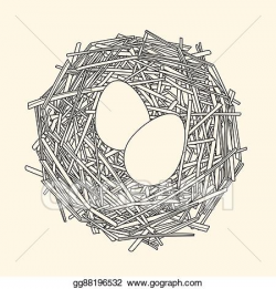 Clip Art Vector - Straw nest with two eggs. Stock EPS ...