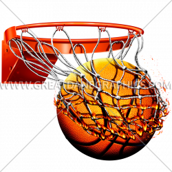 Flaming Basketball With Net | Production Ready Artwork for T-Shirt ...