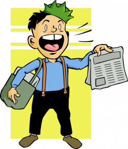 Newsboy Sells Newspapers on Street - Vector Image