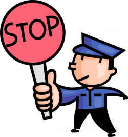School Crossing Guard with Stop Sign - Vector Image