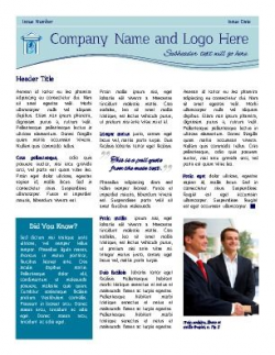Front Page. General Business Newsletter. 3 column, blue ...