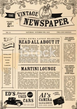 Vector illustration of a front page of an old newspaper. Use ...