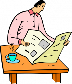Reading Newspaper with Cup of Coffee - Vector Image