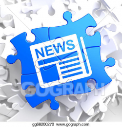 Stock Illustration - Newspaper icon with news word on blue ...