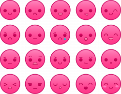 Pink Emoticons Set - Free Clip Art