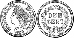 Copper-Nickel Cent Coin, 1859 | ClipArt ETC