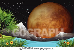 Vector Art - Nature scene with fullmoon at night. EPS ...