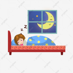 Night Girl Sleeping Cartoon Illustration, Girl Sleeping ...