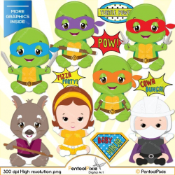 Baby Ninja Turtles clipart, Ninja babies, Superhero babies clipart