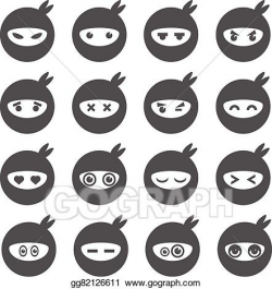 EPS Illustration - Ninja smiley face icons. Vector Clipart ...