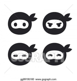 Vector Clipart - Ninja face icon set. Vector Illustration ...