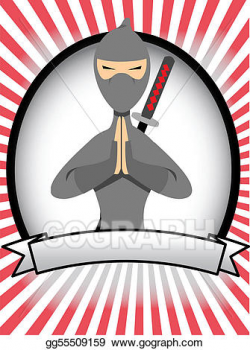Vector Stock - Cartoon ninja oval banner ad. Clipart ...