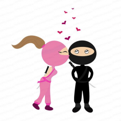 Valentine's Day Ninja Kiss Digital Clip Art Image - Digital ...
