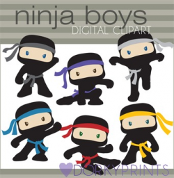 Ninja Clip Art - Boy Ninjas with No Weapons
