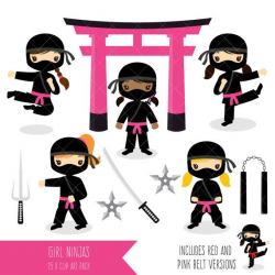 Ninja Clipart / Ninja Girls / Pink Ninja Party Printables ...