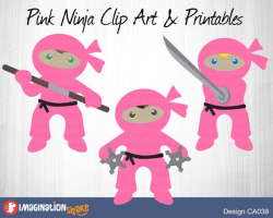 Pink Ninja Clip Art & Printables Set CA038 / Clipart / Ninja ...