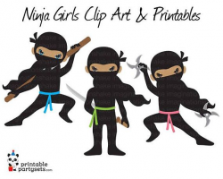 Black Ninja Girls Clip Art & Printables Set / Clipart ...
