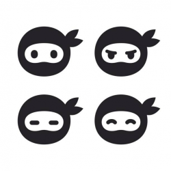 Ninja face icon set. Modern simple logo in flat cartoon ...