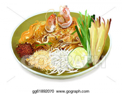 Stock Illustration - Pad thai noodles with shrimps. Clipart ...