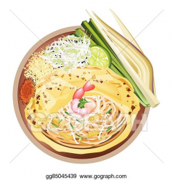 Vector Clipart - Pad thai or stir fried noodles wrapped with ...