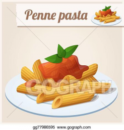Vector Art - Penne pasta with tomato sauce. EPS clipart ...