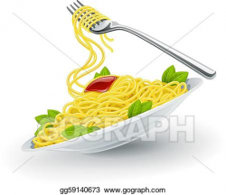 Vector Illustration - Italian pasta in plate with fork. EPS ...