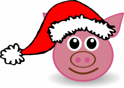 Clipart - Funny piggy face with Santa Claus hat