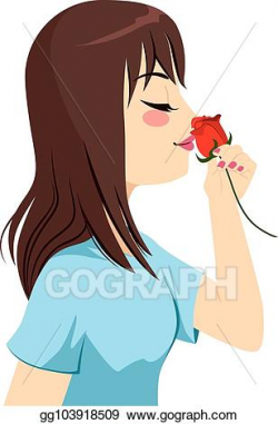 Vector Art - Woman smelling rose. Clipart Drawing ...