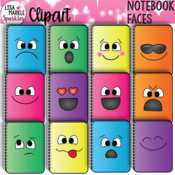 Notebook Clipart, Emoji Clipart, School Supplies Clipart