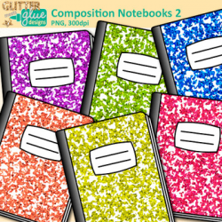 Composition Notebook Clip Art: School Supply Graphics 2 {Glitter Meets Glue}
