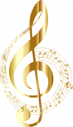Clipart - Gold Musical Notes Typography No Background