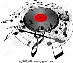 Stock Illustration - Record player with musical notes ...