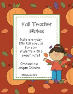 Cute Fall Teacher Notes (Autumn, Halloween, & Thanksgiving)
