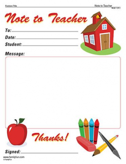 Printable Note to Teacher | Printables (Download Printable ...