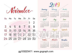 EPS Illustration - Calendar, 2019, november separately ...