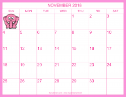 November 2018 Calendar - My Calendar Land