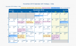 November 2018 Calendar India With Holidays - November 2019 ...