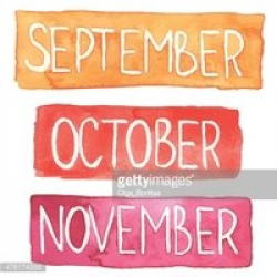Watercolor Months: September, October, November stock ...