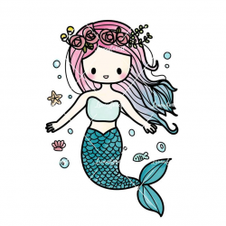 Mermaid Clipart, digital clipart, summer clipart, mermaid digital download,  digital scrapbooking, hand drawn clipart, doodle clipart, ocean