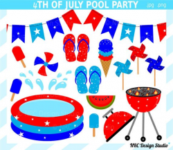 Summer Clip Art. 4th of July Pool Party Clipart by ...