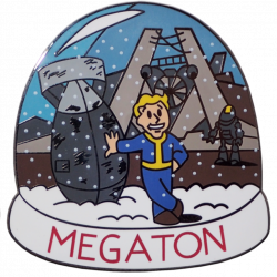 Megaton Fallout Snow Christmas Globe Enamel Pin – Atomic Pins